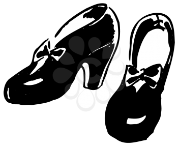 Royalty Free Clipart Image of a Pair of Women's Vintage Shoes