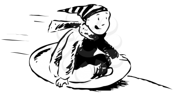 Royalty Free Clipart Image of a Child Sledding