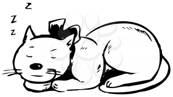 Royalty Free Clipart Image of a Sleeping Cat