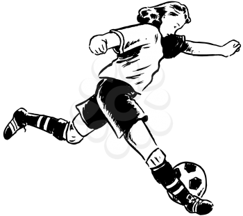 Royalty Free Clipart Image of a Girl Playing Soccer