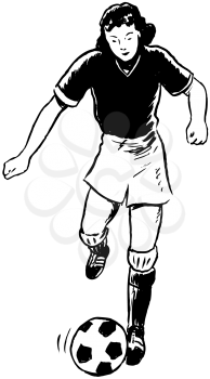 Royalty Free Clipart Image of a Woman Playing Soccer