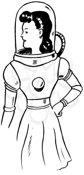 Royalty Free Clipart Image of a Space Lady