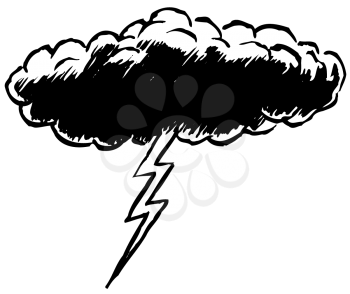 Royalty Free Clipart Image of a Storm Cloud and Lightning