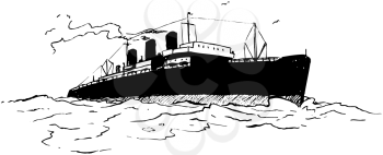 Royalty Free Clipart Image of a Big Ship
