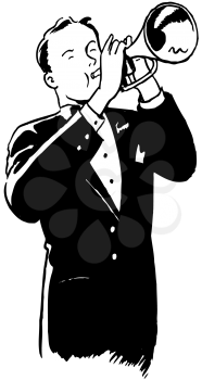 Royalty Free Clipart Image of a Trumpet Player