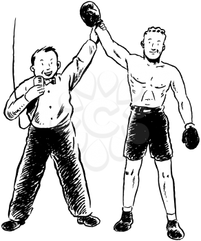 Royalty Free Clipart Image of a Boxing Champ
