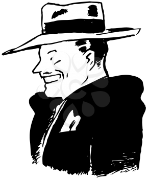 Royalty Free Clipart Image of a Guy in a Fedora