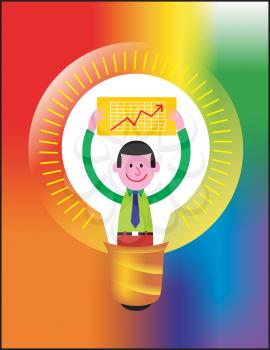 Royalty Free Clipart Image of a Man Holding Up a Chart