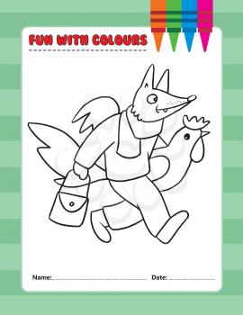 Royalty Free Clipart Image of a Fox With a Chicken