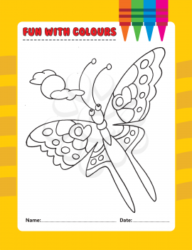 Royalty Free Clipart Image of a Butterfly Colouring Page