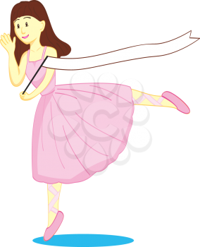 Royalty Free Clipart Image of a Ballerina Dancer Carrying a Flag