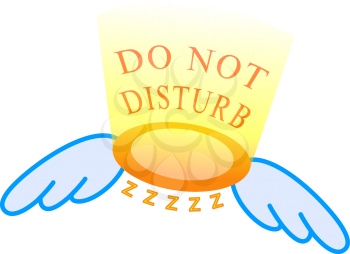 Royalty Free Clipart Image of a Do Not Disturb Sign on Angel Wings