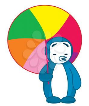 Royalty Free Clipart Image of a Penguin Holding an Umbrella