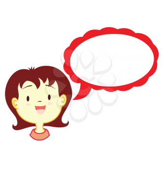 Royalty Free Clipart Image of a Girl with a Talking Balloon