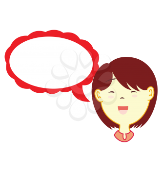 Royalty Free Clipart Image of a Girl with a Talking Balloon
