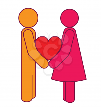 Royalty Free Clipart Image of a Couple Holding a Heart