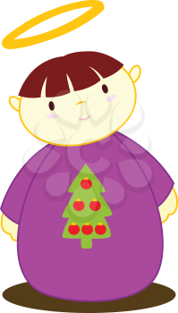 Royalty Free Clipart Image of an Angel With a Christmas Tree on Its Robe