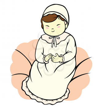 Royalty Free Clipart Image of a Baby in a Christening Gown