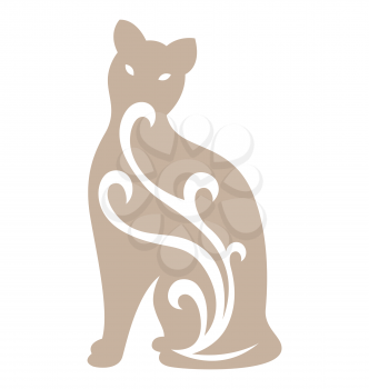 Royalty Free Clipart Image of a Cat With a Flourish