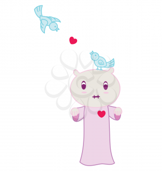 Royalty Free Clipart Image of a Little Person With Love Birds