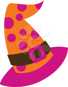 Royalty Free Clipart Image of a Pink and Orange Witch Hat