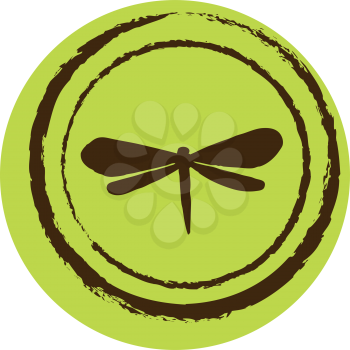 Royalty Free Clipart Image of a Dragonfly on a Circle