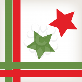 Royalty Free Clipart Image of Two Stars and Red and Green Stripes on a Background