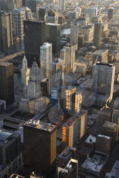 Royalty Free Photo of an Aerial View of Buildings in Downtown Chicago, Illinois