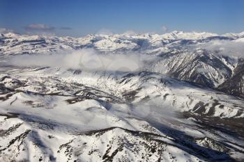 Royalty Free Photo of an Aerial Landscape of a Snow Covered Mountain Range in Sweetwater Mountains, California, USA