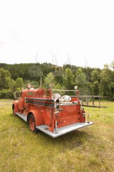 Royalty Free Photo of a Rear View of an Old Firetruck 