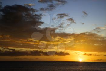 Royalty Free Photo of Sunset Sky Over the Pacific Ocean in Kihei, Maui, Hawaii, USA