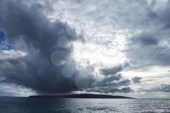 Royalty Free Photo of
Kahoolawe, Hawaii Island With Ocean and Cloudy Sky