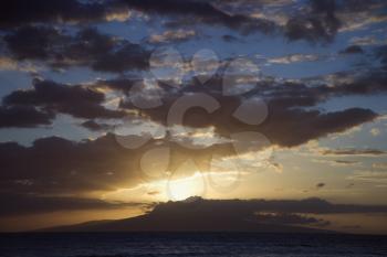 Royalty Free Photo of a Sunset Over the Coast of Kihei, Maui, Hawaii, USA