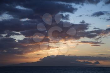 Royalty Free Photo of a Sunset Clouds Over the Coast of Kihei, Maui, Hawaii, USA