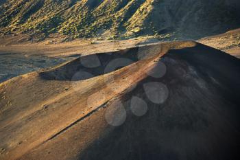 Royalty Free Photo of an Aerial of a Dormant Volcano in Haleakala National Park, Maui, Hawaii