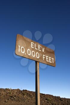 Royalty Free Photo of an Elevation sign in Haleakala National Park in Maui, Hawaii