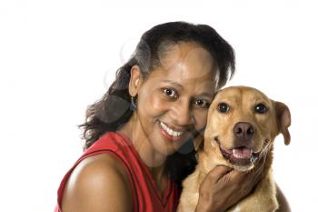 African American prime adult female with dog.