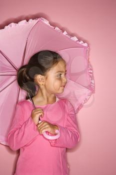 Royalty Free Photo of a Little Girl Holding an Umbrella