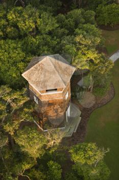 Rooftop view of tower building at Bald Head Island, North Carolina.