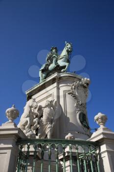 Royalty Free Photo of a Low Angle View of a Sculpture of King Jose I in Lisbon, Portugal