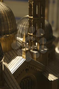 Royalty Free Photo of a Close-Up Detail of a Steeple of a Model Church Sculpture in the Vatican Museum, Rome, Italy