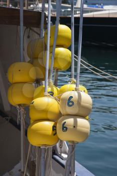 Floating markers on fishing boat.