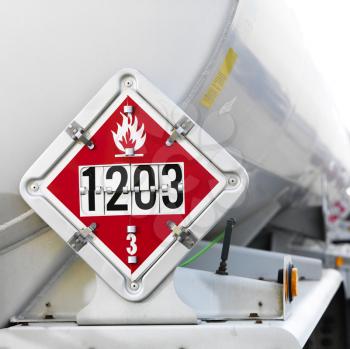 Royalty Free Photo of a Fuel Truck With a Flammable Sign