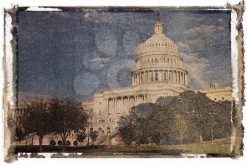 Royalty Free Photo of a Polaroid Transfer of a Capitol Building in Washington, DC, USA