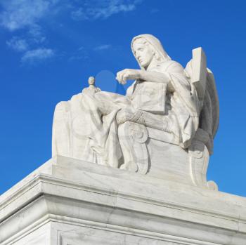 Royalty Free Photo of the Supreme Court Building Sculpture, Washington, DC, USA