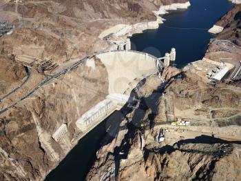 Royalty Free Photo of an Aerial View of Hoover Dam on the Nevada-Arizona Border