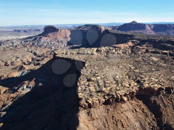 Royalty Free Photo of an Aerial of Rock Formations in Utah Canyonlands