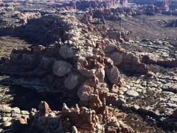 Royalty Free Photo of an Aerial View of Rock Formations in Utah Canyonlands