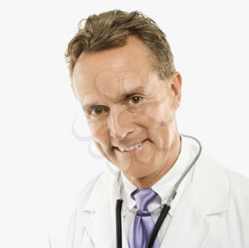 Royalty Free Photo of a Smiling Doctor With a Stethoscope Around His Neck
