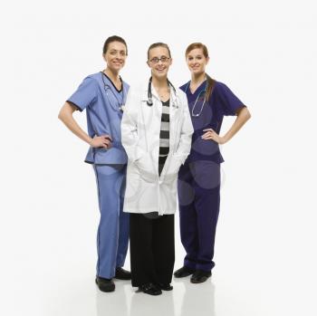 Royalty Free Photo of Female Health Care Workers in Uniforms Standing